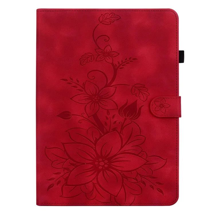 For Xiaomi Redmi Pad SE 4G 8.7 inch Case Lily Flower Imprint Card Slots Leather Tablet Cover