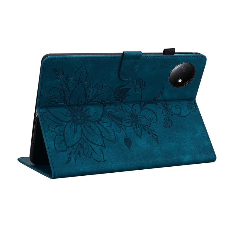 For Xiaomi Redmi Pad SE 4G 8.7 inch Case Lily Flower Imprint Card Slots Leather Tablet Cover
