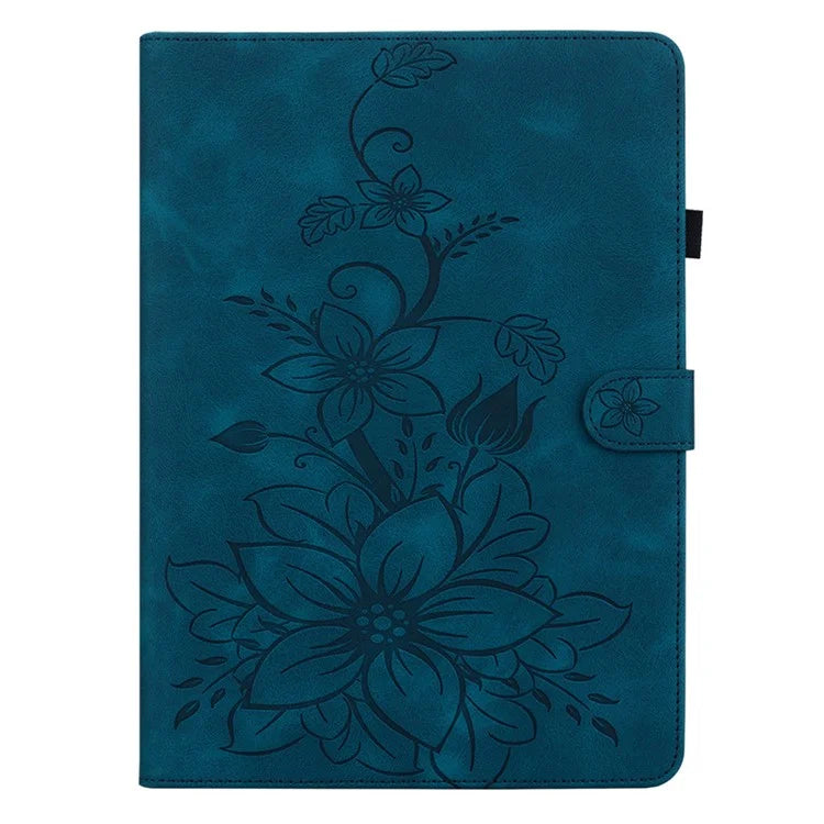 For Xiaomi Redmi Pad SE 4G 8.7 inch Case Lily Flower Imprint Card Slots Leather Tablet Cover