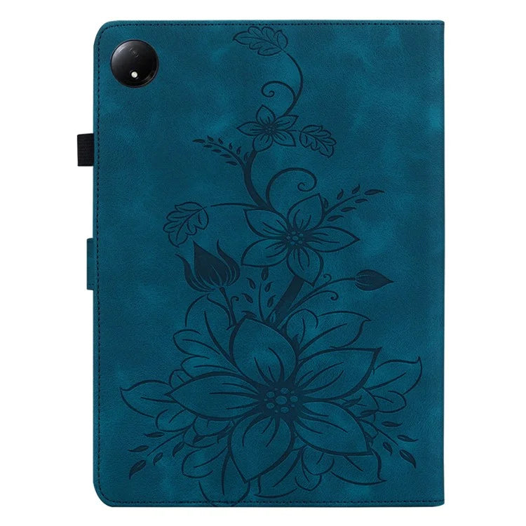 For Xiaomi Redmi Pad SE 4G 8.7 inch Case Lily Flower Imprint Card Slots Leather Tablet Cover