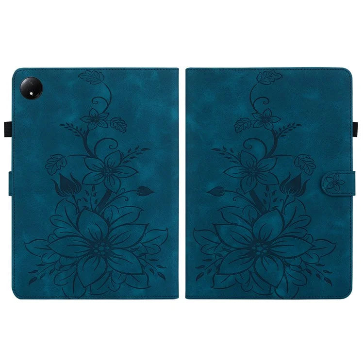 For Xiaomi Redmi Pad SE 4G 8.7 inch Case Lily Flower Imprint Card Slots Leather Tablet Cover