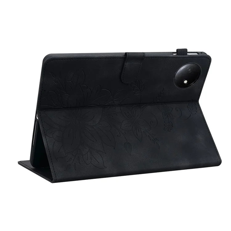 For Xiaomi Redmi Pad SE 4G 8.7 inch Case Lily Flower Imprint Card Slots Leather Tablet Cover