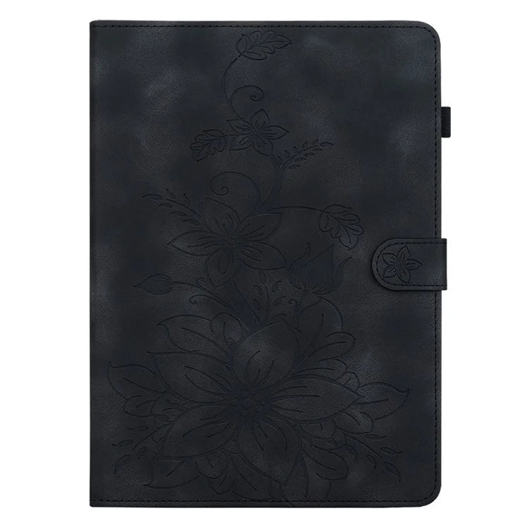 For Xiaomi Redmi Pad SE 4G 8.7 inch Case Lily Flower Imprint Card Slots Leather Tablet Cover