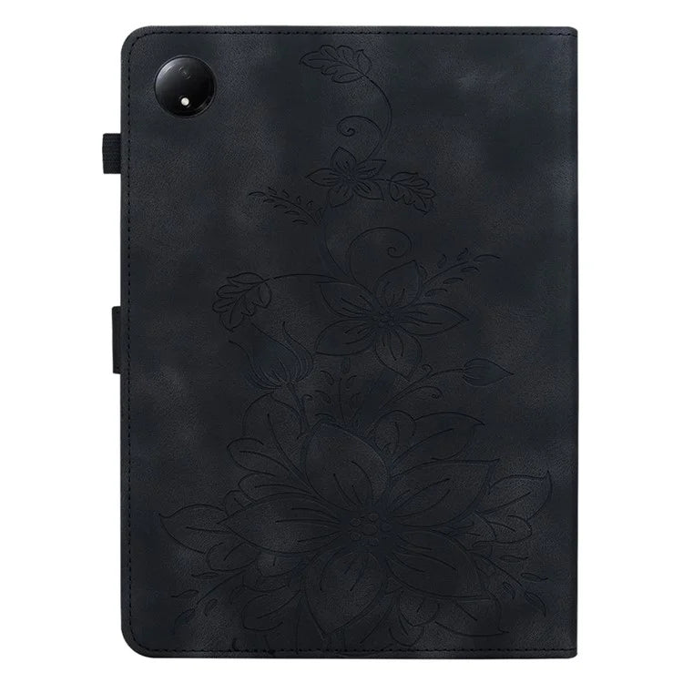 For Xiaomi Redmi Pad SE 4G 8.7 inch Case Lily Flower Imprint Card Slots Leather Tablet Cover
