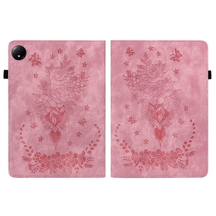 For Xiaomi Redmi Pad SE 4G 8.7 inch Case Card Holder Anti-Scratch Leather Cover Rose Flower Imprint