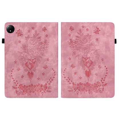 For Xiaomi Redmi Pad SE 4G 8.7 inch Case Card Holder Anti-Scratch Leather Cover Rose Flower Imprint