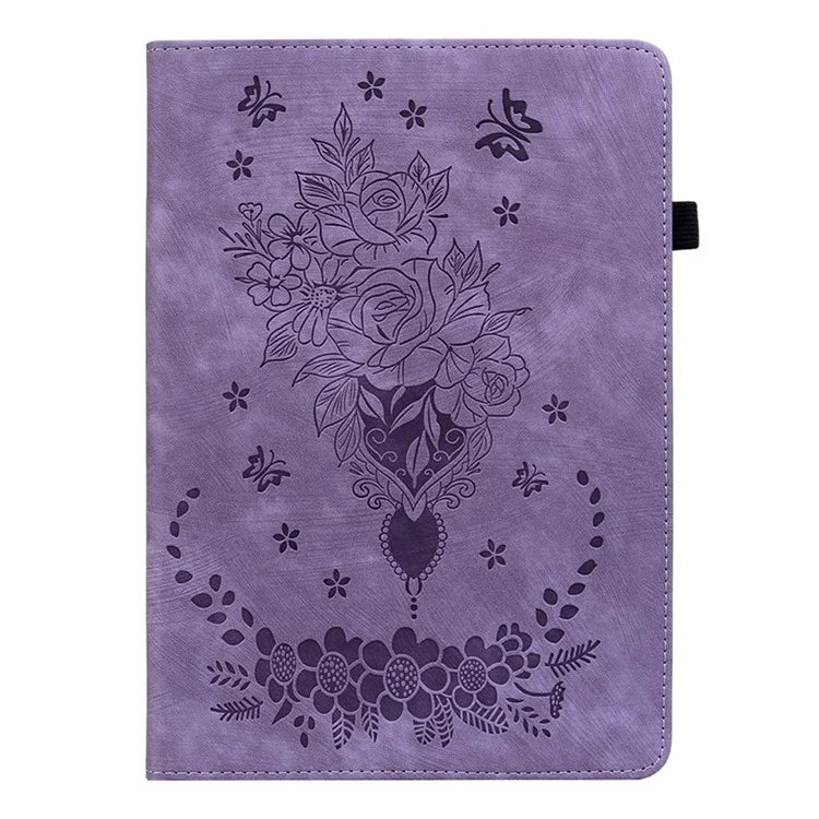 For Xiaomi Redmi Pad SE 4G 8.7 inch Case Card Holder Anti-Scratch Leather Cover Rose Flower Imprint