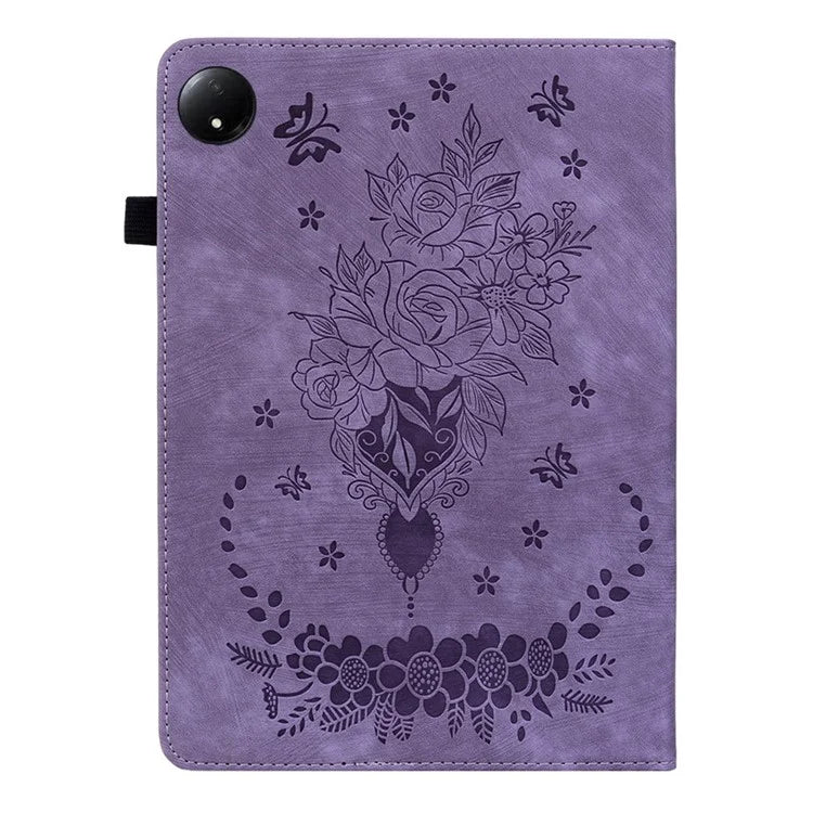 For Xiaomi Redmi Pad SE 4G 8.7 inch Case Card Holder Anti-Scratch Leather Cover Rose Flower Imprint