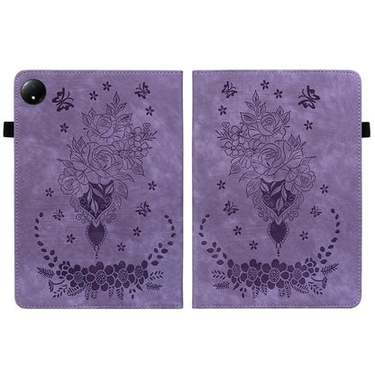 For Xiaomi Redmi Pad SE 4G 8.7 inch Case Card Holder Anti-Scratch Leather Cover Rose Flower Imprint