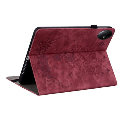 For Xiaomi Redmi Pad SE 4G 8.7 inch Case Card Holder Anti-Scratch Leather Cover Rose Flower Imprint