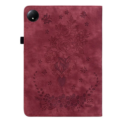 For Xiaomi Redmi Pad SE 4G 8.7 inch Case Card Holder Anti-Scratch Leather Cover Rose Flower Imprint