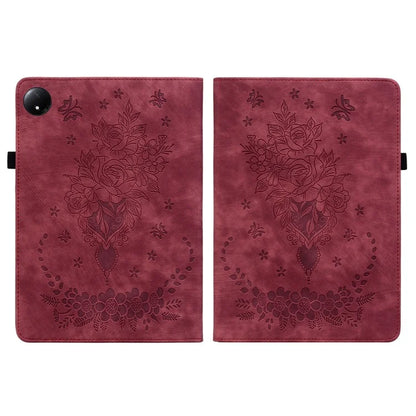 For Xiaomi Redmi Pad SE 4G 8.7 inch Case Card Holder Anti-Scratch Leather Cover Rose Flower Imprint