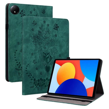 For Xiaomi Redmi Pad SE 4G 8.7 inch Case Card Holder Anti-Scratch Leather Cover Rose Flower Imprint