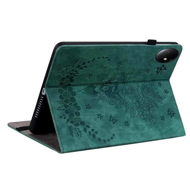 For Xiaomi Redmi Pad SE 4G 8.7 inch Case Card Holder Anti-Scratch Leather Cover Rose Flower Imprint