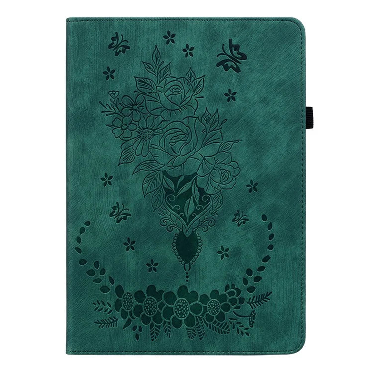 For Xiaomi Redmi Pad SE 4G 8.7 inch Case Card Holder Anti-Scratch Leather Cover Rose Flower Imprint