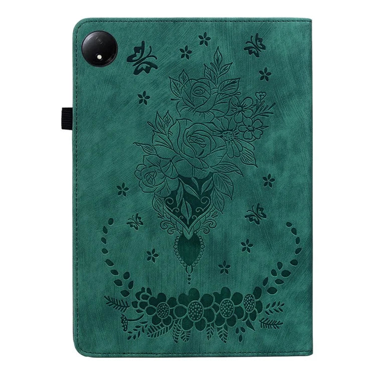 For Xiaomi Redmi Pad SE 4G 8.7 inch Case Card Holder Anti-Scratch Leather Cover Rose Flower Imprint