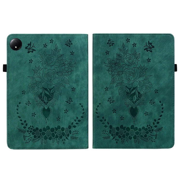 For Xiaomi Redmi Pad SE 4G 8.7 inch Case Card Holder Anti-Scratch Leather Cover Rose Flower Imprint