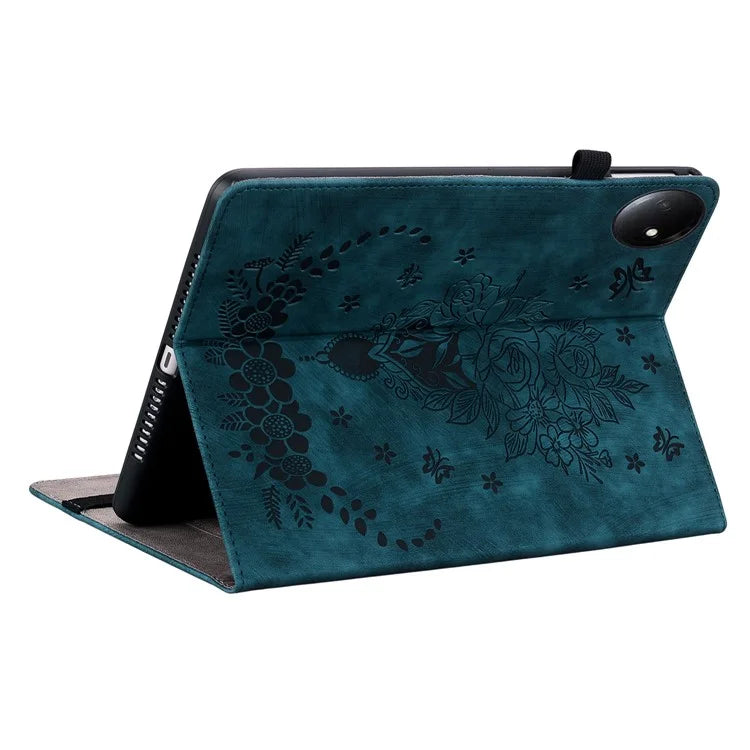 For Xiaomi Redmi Pad SE 4G 8.7 inch Case Card Holder Anti-Scratch Leather Cover Rose Flower Imprint