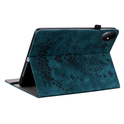 For Xiaomi Redmi Pad SE 4G 8.7 inch Case Card Holder Anti-Scratch Leather Cover Rose Flower Imprint