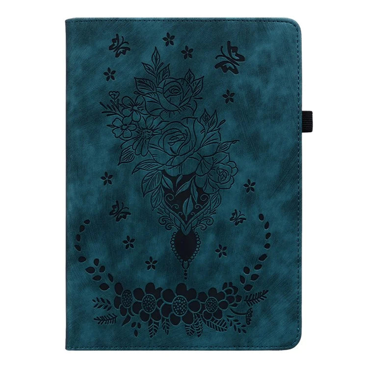 For Xiaomi Redmi Pad SE 4G 8.7 inch Case Card Holder Anti-Scratch Leather Cover Rose Flower Imprint