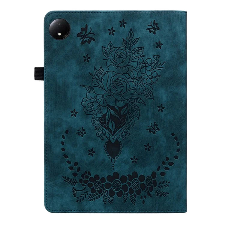 For Xiaomi Redmi Pad SE 4G 8.7 inch Case Card Holder Anti-Scratch Leather Cover Rose Flower Imprint