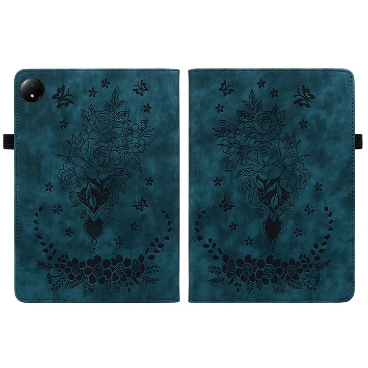 For Xiaomi Redmi Pad SE 4G 8.7 inch Case Card Holder Anti-Scratch Leather Cover Rose Flower Imprint