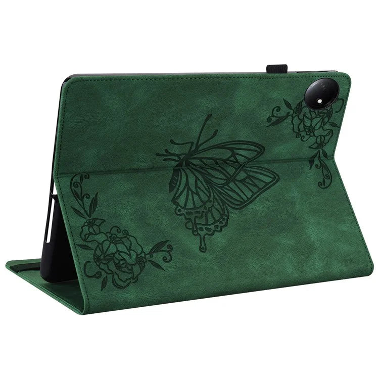 For Xiaomi Redmi Pad SE 4G 8.7 inch Case Butterfly Flower Imprint PU Leather Tablet Cover with Card Slots
