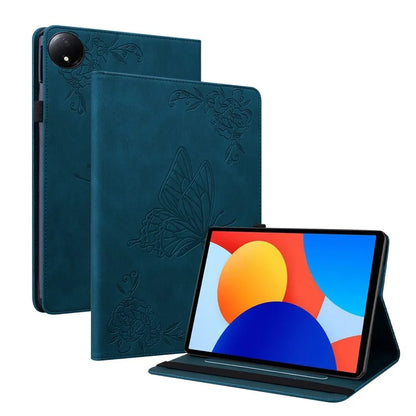 For Xiaomi Redmi Pad SE 4G 8.7 inch Case Butterfly Flower Imprint PU Leather Tablet Cover with Card Slots