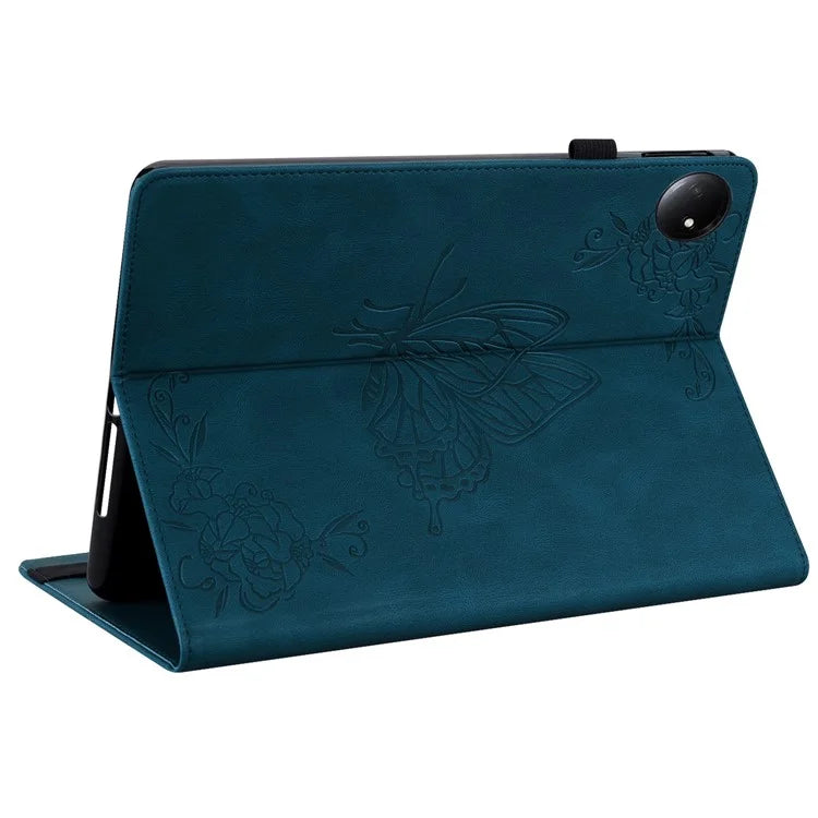 For Xiaomi Redmi Pad SE 4G 8.7 inch Case Butterfly Flower Imprint PU Leather Tablet Cover with Card Slots