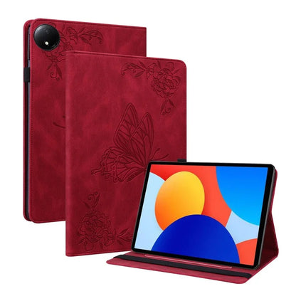 For Xiaomi Redmi Pad SE 4G 8.7 inch Case Butterfly Flower Imprint PU Leather Tablet Cover with Card Slots