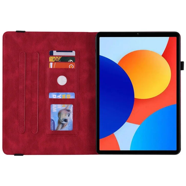 For Xiaomi Redmi Pad SE 4G 8.7 inch Case Butterfly Flower Imprint PU Leather Tablet Cover with Card Slots