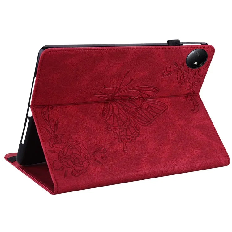 For Xiaomi Redmi Pad SE 4G 8.7 inch Case Butterfly Flower Imprint PU Leather Tablet Cover with Card Slots