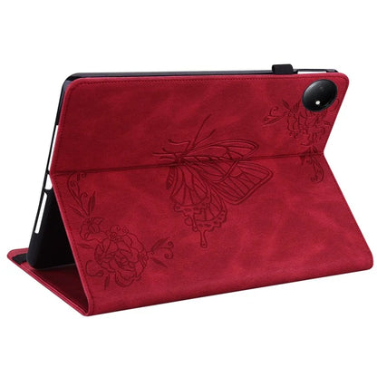 For Xiaomi Redmi Pad SE 4G 8.7 inch Case Butterfly Flower Imprint PU Leather Tablet Cover with Card Slots