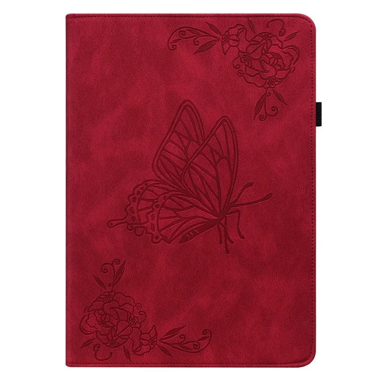 For Xiaomi Redmi Pad SE 4G 8.7 inch Case Butterfly Flower Imprint PU Leather Tablet Cover with Card Slots