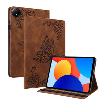 For Xiaomi Redmi Pad SE 4G 8.7 inch Case Butterfly Flower Imprint PU Leather Tablet Cover with Card Slots