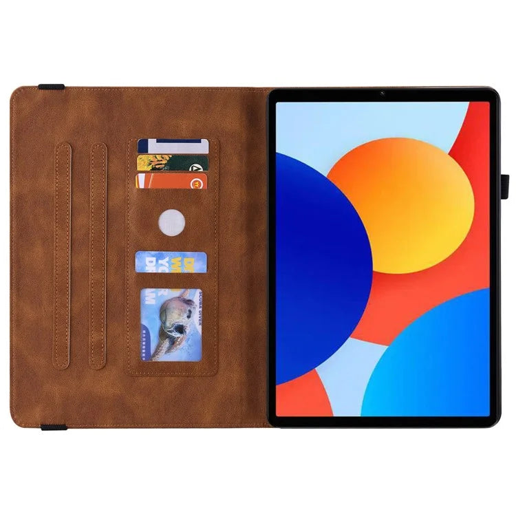 For Xiaomi Redmi Pad SE 4G 8.7 inch Case Butterfly Flower Imprint PU Leather Tablet Cover with Card Slots