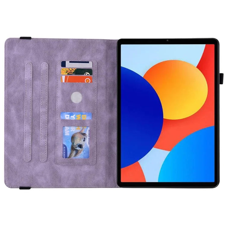 For Xiaomi Redmi Pad SE 4G 8.7 inch Case Butterfly Flower Imprint PU Leather Tablet Cover with Card Slots