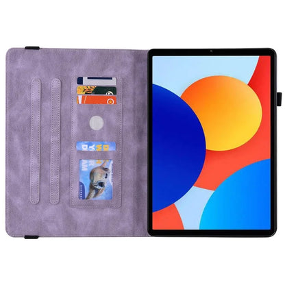 For Xiaomi Redmi Pad SE 4G 8.7 inch Case Butterfly Flower Imprint PU Leather Tablet Cover with Card Slots