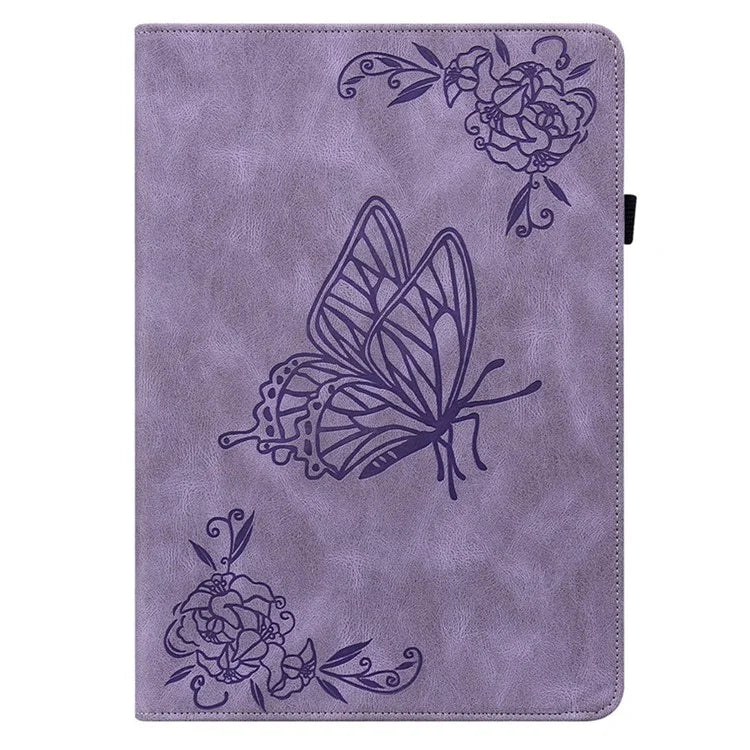 For Xiaomi Redmi Pad SE 4G 8.7 inch Case Butterfly Flower Imprint PU Leather Tablet Cover with Card Slots