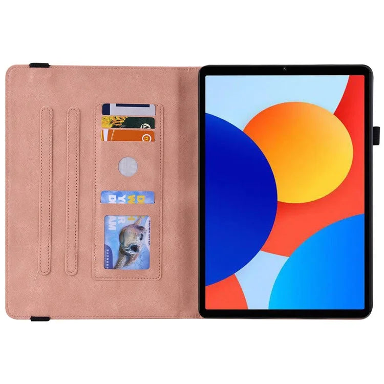 For Xiaomi Redmi Pad SE 4G 8.7 inch Case Butterfly Flower Imprint PU Leather Tablet Cover with Card Slots