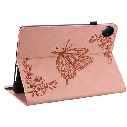 For Xiaomi Redmi Pad SE 4G 8.7 inch Case Butterfly Flower Imprint PU Leather Tablet Cover with Card Slots