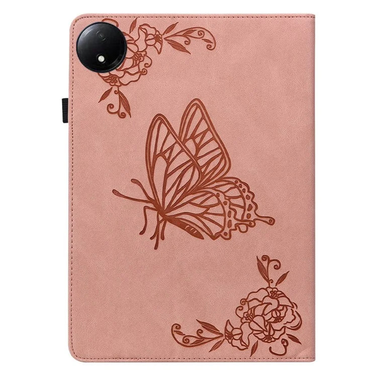 For Xiaomi Redmi Pad SE 4G 8.7 inch Case Butterfly Flower Imprint PU Leather Tablet Cover with Card Slots