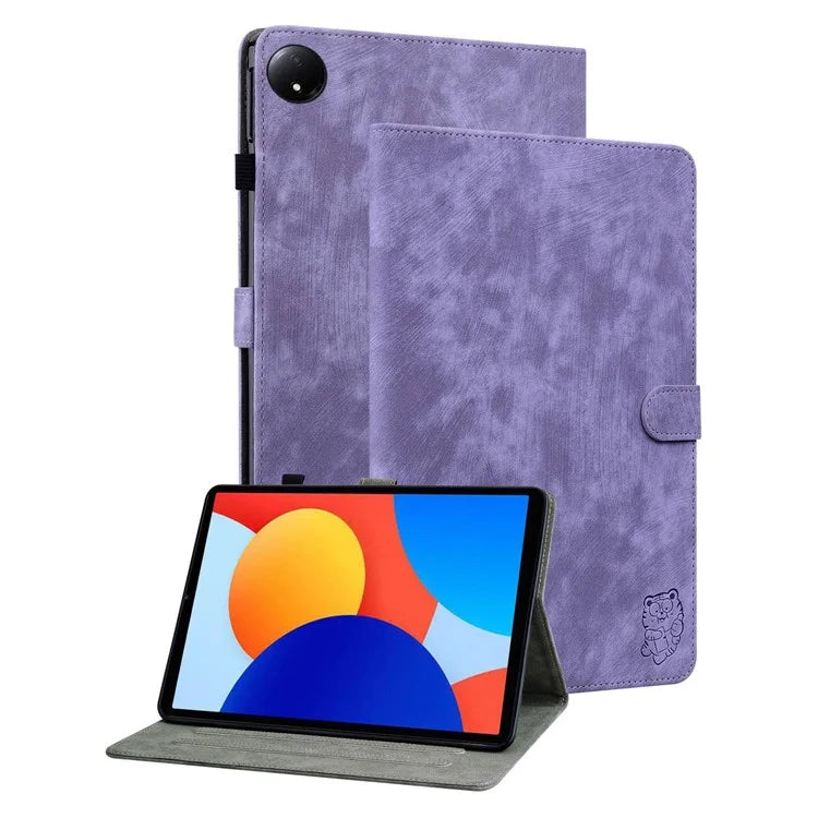 For Xiaomi Redmi Pad SE 4G 8.7 inch Cases Tiger Imprint Anti-Scratch PU Leather Tablet Cover