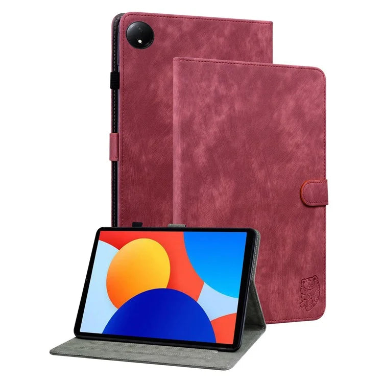For Xiaomi Redmi Pad SE 4G 8.7 inch Cases Tiger Imprint Anti-Scratch PU Leather Tablet Cover