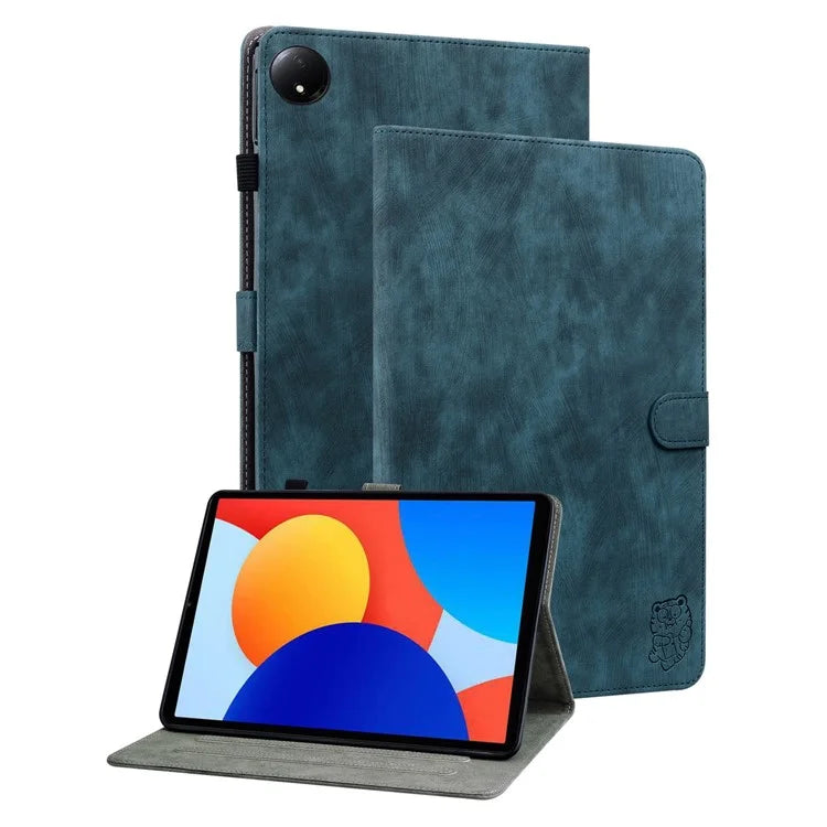 For Xiaomi Redmi Pad SE 4G 8.7 inch Cases Tiger Imprint Anti-Scratch PU Leather Tablet Cover