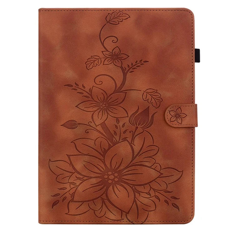 For Lenovo Tab P12 Pro 12.7 2025 / Xiaoxin Pad Pro 12.7 (2025) Case Lily Flower Imprint Card Slots Leather Tablet Cover