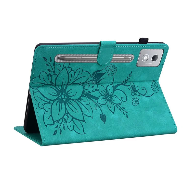 For Lenovo Tab P12 Pro 12.7 2025 / Xiaoxin Pad Pro 12.7 (2025) Case Lily Flower Imprint Card Slots Leather Tablet Cover