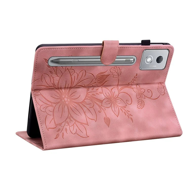 For Lenovo Tab P12 Pro 12.7 2025 / Xiaoxin Pad Pro 12.7 (2025) Case Lily Flower Imprint Card Slots Leather Tablet Cover
