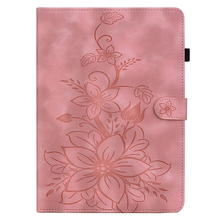 For Lenovo Tab P12 Pro 12.7 2025 / Xiaoxin Pad Pro 12.7 (2025) Case Lily Flower Imprint Card Slots Leather Tablet Cover