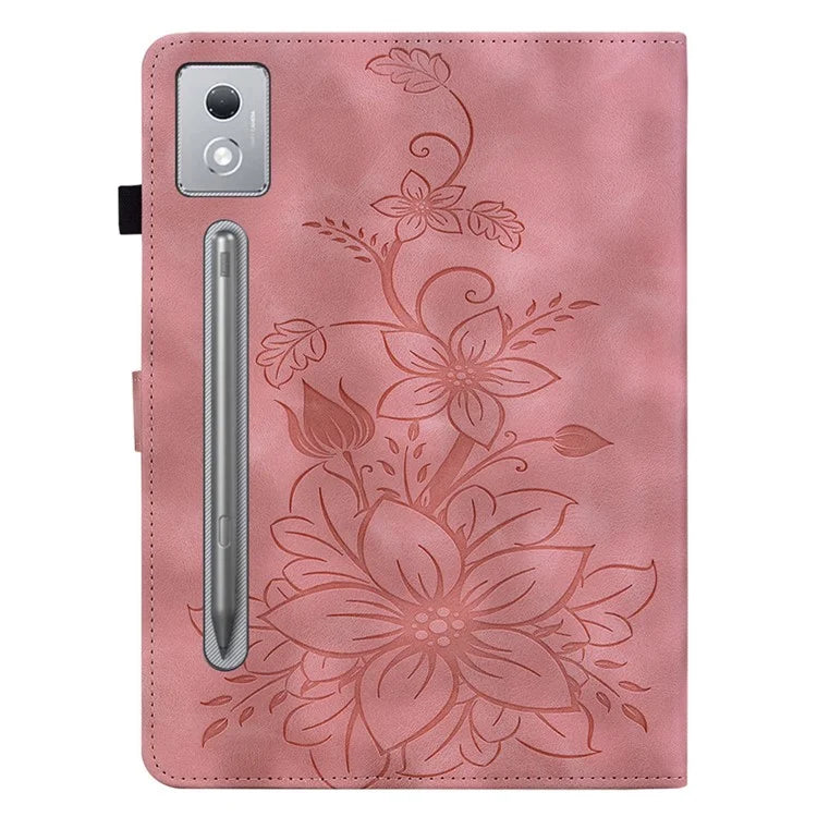 For Lenovo Tab P12 Pro 12.7 2025 / Xiaoxin Pad Pro 12.7 (2025) Case Lily Flower Imprint Card Slots Leather Tablet Cover